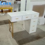 凯森豪华现代风格新品质多功能流行玫瑰金白色美容沙龙家具美甲桌指甲桌