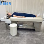 Kisen现代泰式水疗头水疗法美容美发沙龙木制洗发床储物柜洗发椅灰色