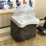 Kisen 2024最新的便携式洗发水水槽，耐用的洗发碗，带水泵头部疗法，在理发店沙龙库存