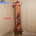 经典旋转LED黄金充气理发杆防水纺条纹理发店沙龙开放标志灯户外