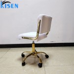 Kisen Hot Selling Beauty Spa Furniture Adjustable pink White Leather Salon Stool Master Small Tech Chair with Gold Base