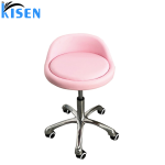 Kisen Foshan Manufacturer Small pink Luxury  Hydraulic Pedicure Stool Chair Height Adjustable with Wheels