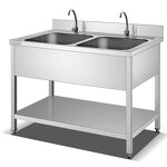 Custom Kitchen Equipment Manufacturer - Double Sink with Table