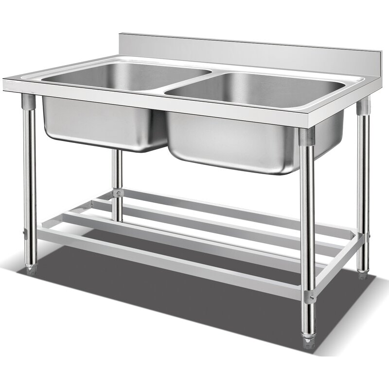 Custom Kitchen Equipment Manufacturer - Double Sink with Table