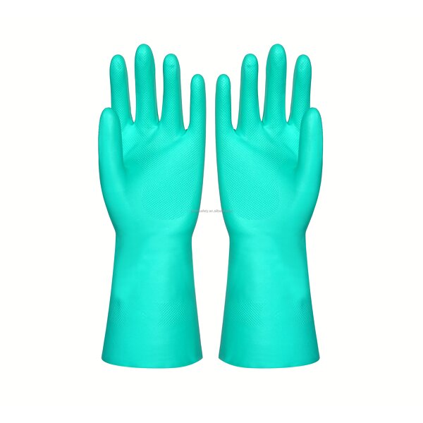 Nitrile Work Gloves Manufacturer - Green Flocklined Winter Protective Gloves