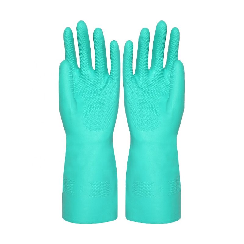 Nitrile Work Gloves Manufacturer - Green Extended Cuff Chemical Resistant