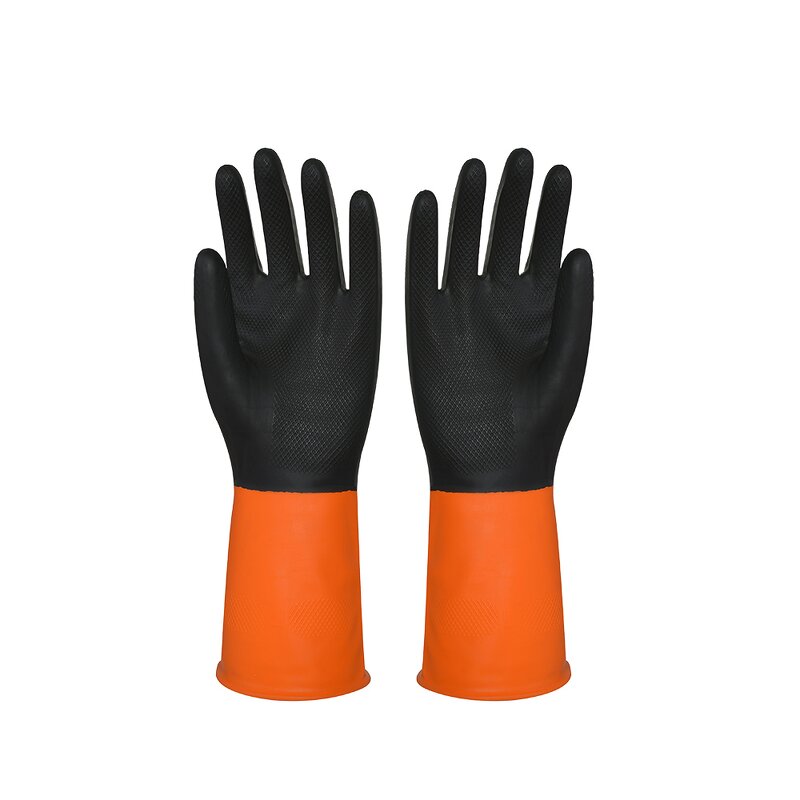 Industrial Rubber Gloves Manufacturer - Black Yellow Work Latex Household