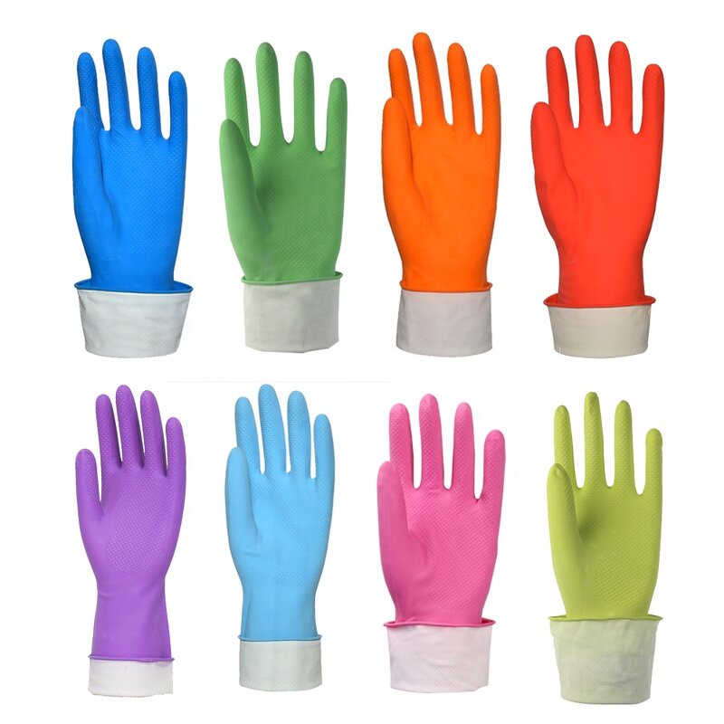 Latex Household Glove Manufacturer - Flocked Cotton Lined Resistant Gloves