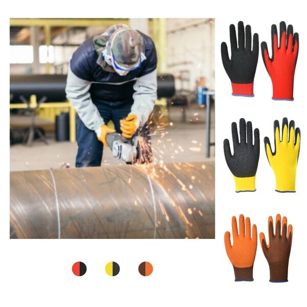Work Gloves Manufacturer - Polyester Palm Cotton Latex Coating Construction