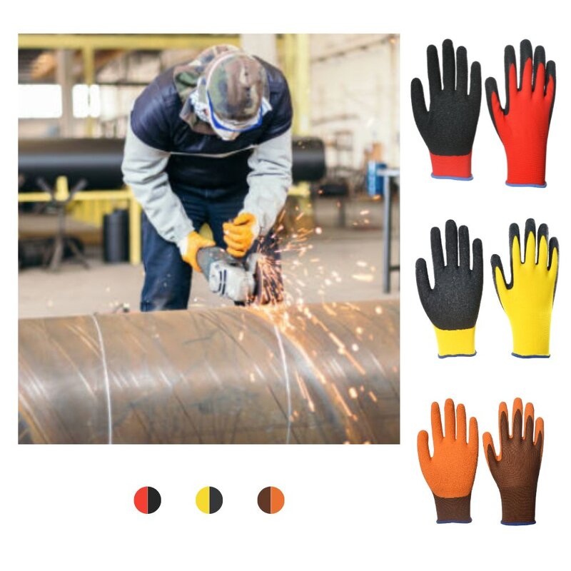 Work Gloves Manufacturer - Polyester Palm Cotton Latex Coating Construction