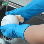 Kitchen Cleaning Gloves Manufacturer - Blue Reusable Rubber Custom Made