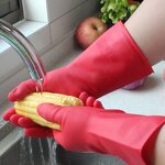 Kitchen Gloves Manufacturer - Red Latex Rubber Dish Wash Hand Gloves