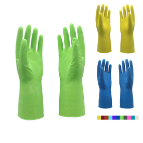 Kitchen Rubber Gloves Manufacturer - Textured Diamond Flocklined Cleaning Gloves