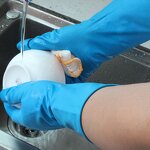 Kitchen Cleaning Gloves Manufacturer - Blue Reusable Rubber Custom Made