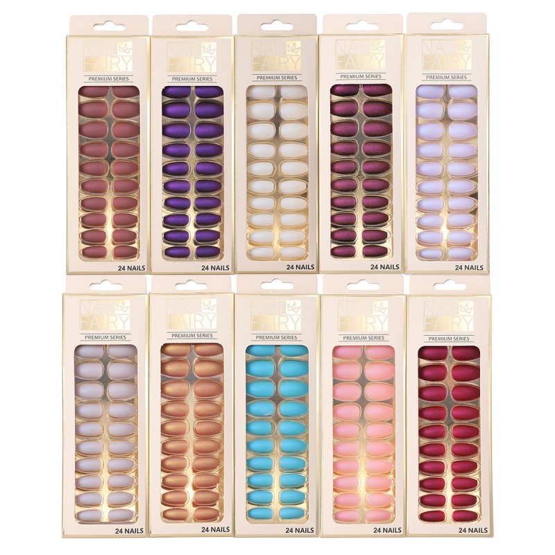 Glitter 24pcs Wearing Press on Nails with Jelly Cute ABS Luxury Kit Polish Nail Art Pure Color Press on Nails