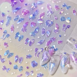 激光彩色压花指甲贴纸指甲艺术蝴蝶美尾装饰不干胶指甲贴纸