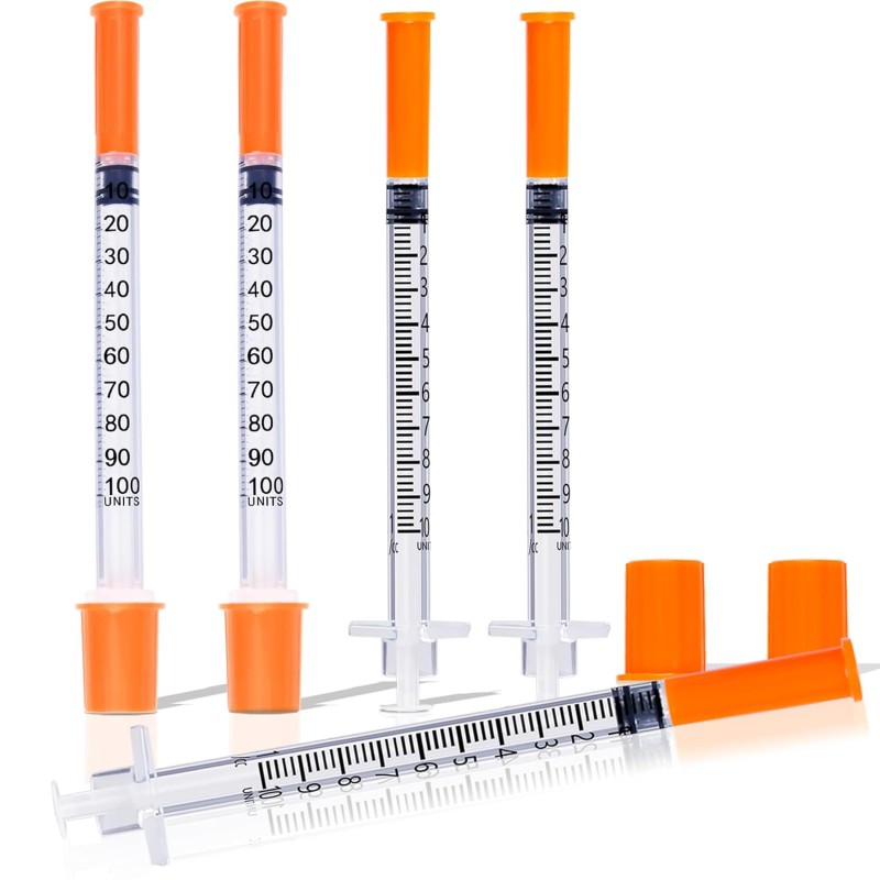 30G 31G Ultra-Thin Plastic Insulin Syringe 1ml 13mm Disposable Needle Latex-Free Single-Use Orange Safety Top for Painless Injection