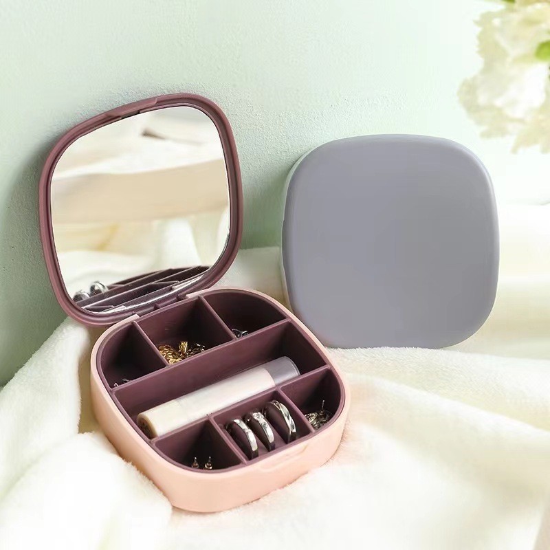 Mirror Factory Square Cosmetic Box Handheld Jewelry Container Case Compact Foldable Travel Makeup Mirror