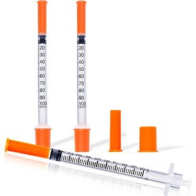 Single-Use with Orange Safety Cap 30G 31G Medical Supplies Disposable Syringe Insulin Syringe 1cc Veterinary Syringes