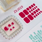 22个红色脚趾甲贴纸与工具抛光指甲艺术不干胶脚粘在凝胶指甲贴纸