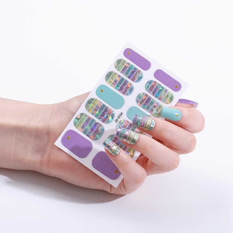 New Arrival Nail Art Polish Sticker Set Easy Nail Beauty Art Wraps Girl Women Self Adhesive Semi Curved 3D Gel Nail Sticker