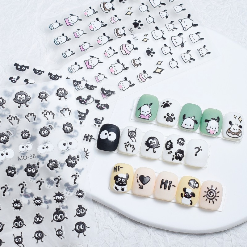 2025 Pochacco Nail Sticker 5D Cartoon Nail Art Decor Small Design Cute Nail Stickers