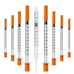 无菌安全胰岛素注射器1ml 30G 31G 13mm医用一次性胰岛素注射器1ml橙帽胰岛素注射器