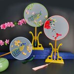 Embroidery Fan Supplier - Single Side Round Classical Cheongsam Dance