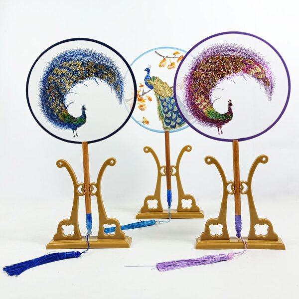 Embroidery Fan Supplier - Single Side Round Classical Cheongsam Dance