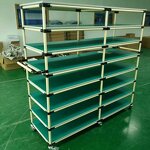 Lean Pipe Workbench with Shelf Supplier - Heavy Duty Assembly Line Operation Table