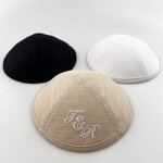 Kippah Manufacturer - Custom Embroidered Wedding Linen Kippah