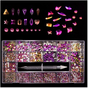 Shinny 3d Flat Diamond Glitter AB Crystal Rhinestones for Nail Gems DIY Diamonds Stone Shaped in Box Nail Art Rhinestone Set