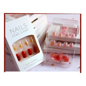 Professional Custom Design French Gradient Hand Paste Drill Acrylic Press on Nails Private Label Artificial Fingernails