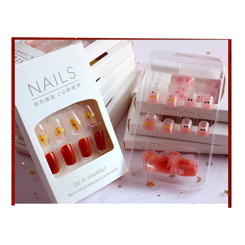 Professional Custom Design French Gradient Hand Paste Drill Acrylic Press on Nails Private Label Artificial Fingernails