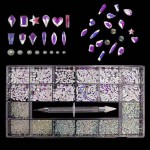 闪亮的3d平面钻石闪闪发光AB水晶莱茵石指甲宝石DIY钻石石形在盒指甲艺术莱茵石集