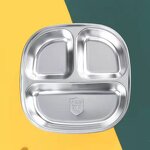 Kids Plate Manufacturer - Stainless Steel 3/4 Divided Dining Tray with Lids