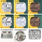 Kids Plate Manufacturer - Stainless Steel 3/4 Divided Dining Tray with Lids