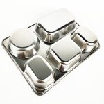 Hospital Tray Manufacturer - Stainless Steel 5 Compartment Rectangular Plate