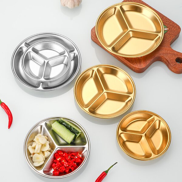 Kids Dinner Tray Manufacturer - Stainless Steel 2/3 Compartment School Tray