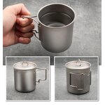 Titanium Cup Manufacturer - Outdoor Folding Handle Portable Mug with Lid