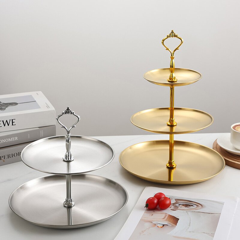 Dessert Stand Manufacturer - 2/3 Tier Stainless Steel Cake Fruit Stand