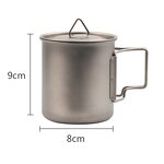 Titanium Cup Manufacturer - Outdoor Folding Handle Portable Mug with Lid