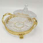 Dried Fruit Tray Manufacturer - Gold Plating Snack Decoration Tray with Cover