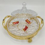 Dried Fruit Tray Manufacturer - Gold Plating Snack Decoration Tray with Cover