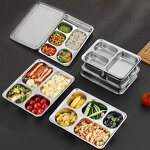 Dining Tray Manufacturer - 5 Divided Stainless Steel Food Plate with Lid
