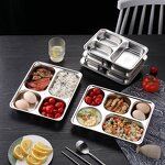Dining Tray Manufacturer - 5 Divided Stainless Steel Food Plate with Lid