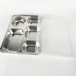 Hospital Tray Manufacturer - Stainless Steel 5 Compartment Rectangular Plate