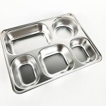 Hospital Tray Manufacturer - Stainless Steel 5 Compartment Rectangular Plate