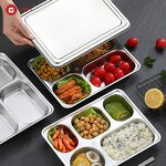 Dining Tray Manufacturer - 5 Divided Stainless Steel Food Plate with Lid