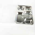 Hospital Tray Manufacturer - Stainless Steel 5 Compartment Rectangular Plate